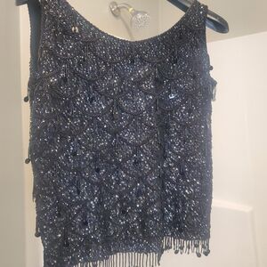 Vintage 1960s Hand-Beaded Fringe Evening Top | Imports by Aristo | Hong Kong